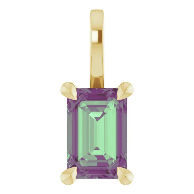 Emerald Cut Birthstone Pendant