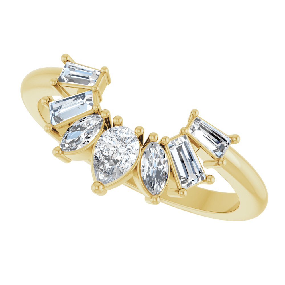 Multi-Shaped Diamond Contour Band