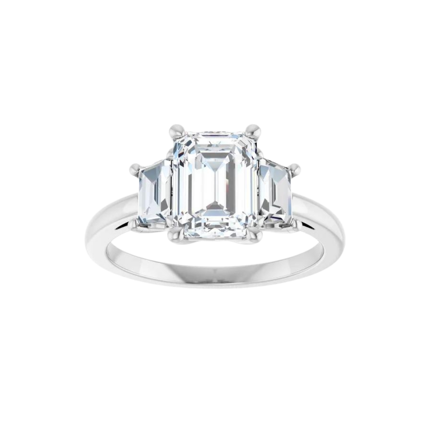 Three Stone Emerald Cut Center