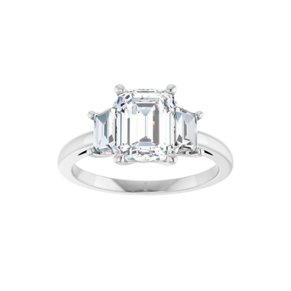 Three Stone Emerald Cut Center