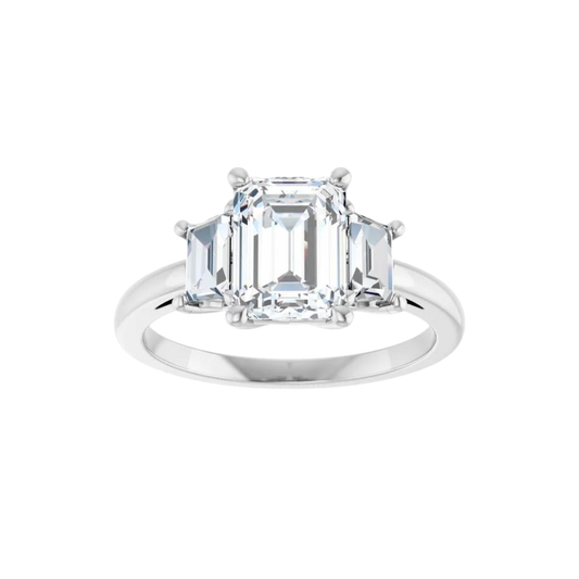 Three Stone Emerald Cut Center