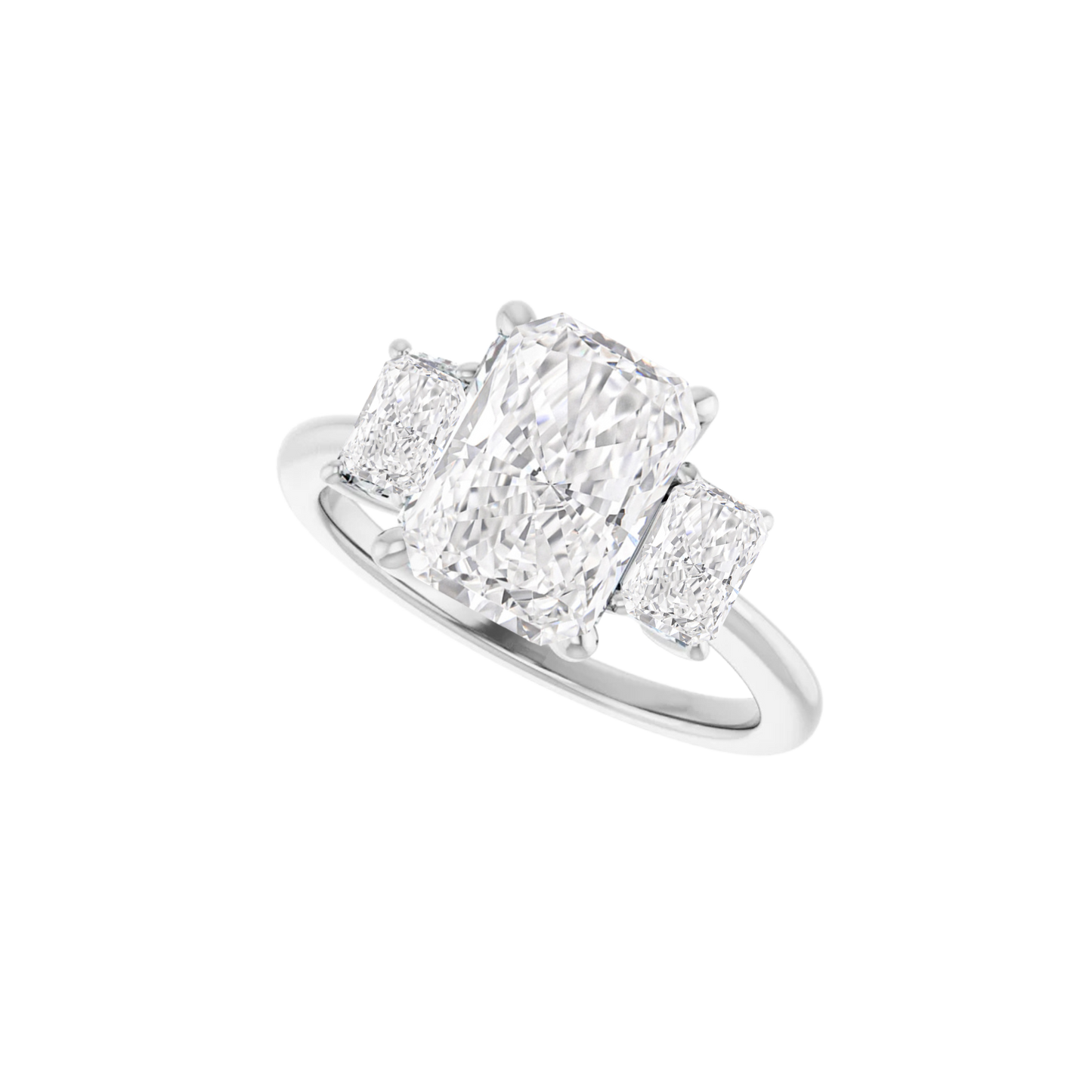 Three Stone Radiant White Gold