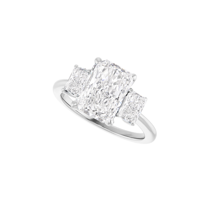 Three Stone Radiant White Gold