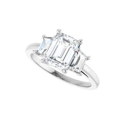 Three Stone Emerald Cut Center