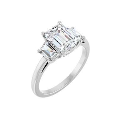 Three Stone Emerald Cut Center