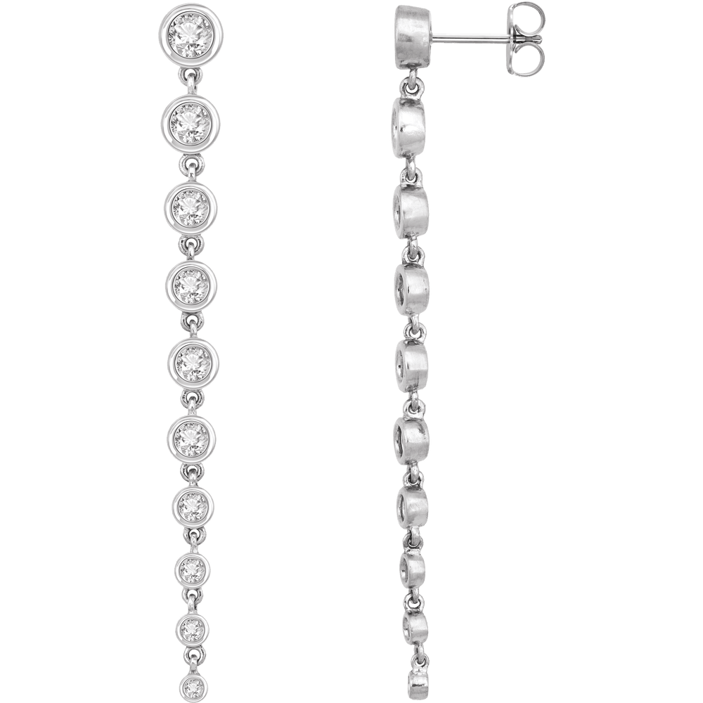 2 CTW Graduated Diamond Drop Earrings