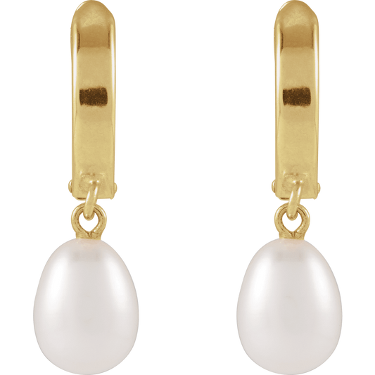 Freshwater Drop Pearl Hoop Earrings