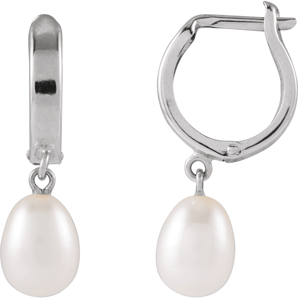 Freshwater Drop Pearl Hoop Earrings