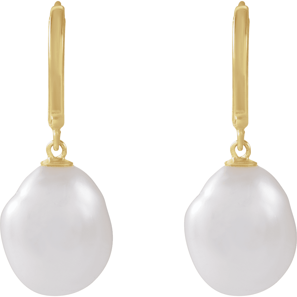 Keshi Pearl Drop Hoop Earrings