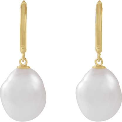 Keshi Pearl Drop Hoop Earrings