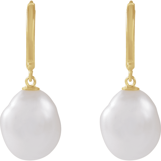 Keshi Pearl Drop Hoop Earrings