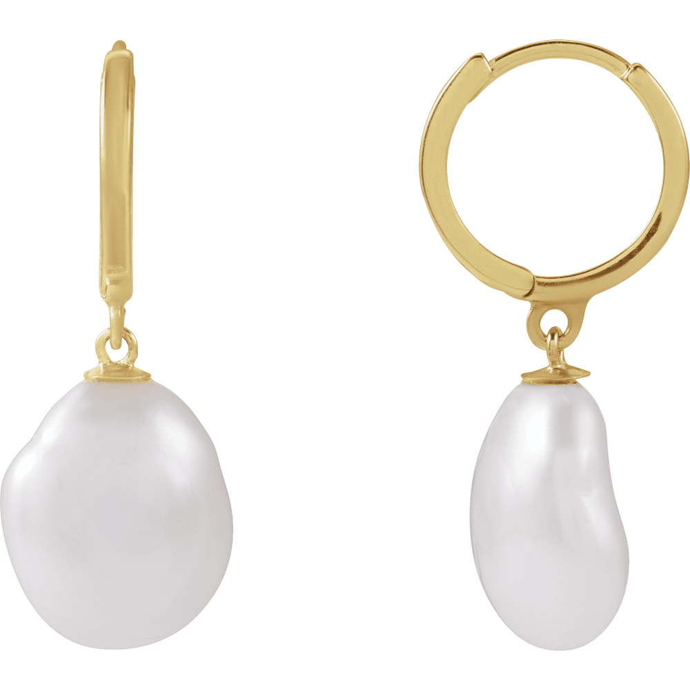 Keshi Pearl Drop Hoop Earrings