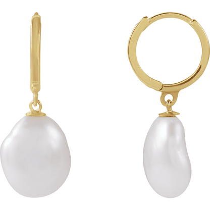 Keshi Pearl Drop Hoop Earrings