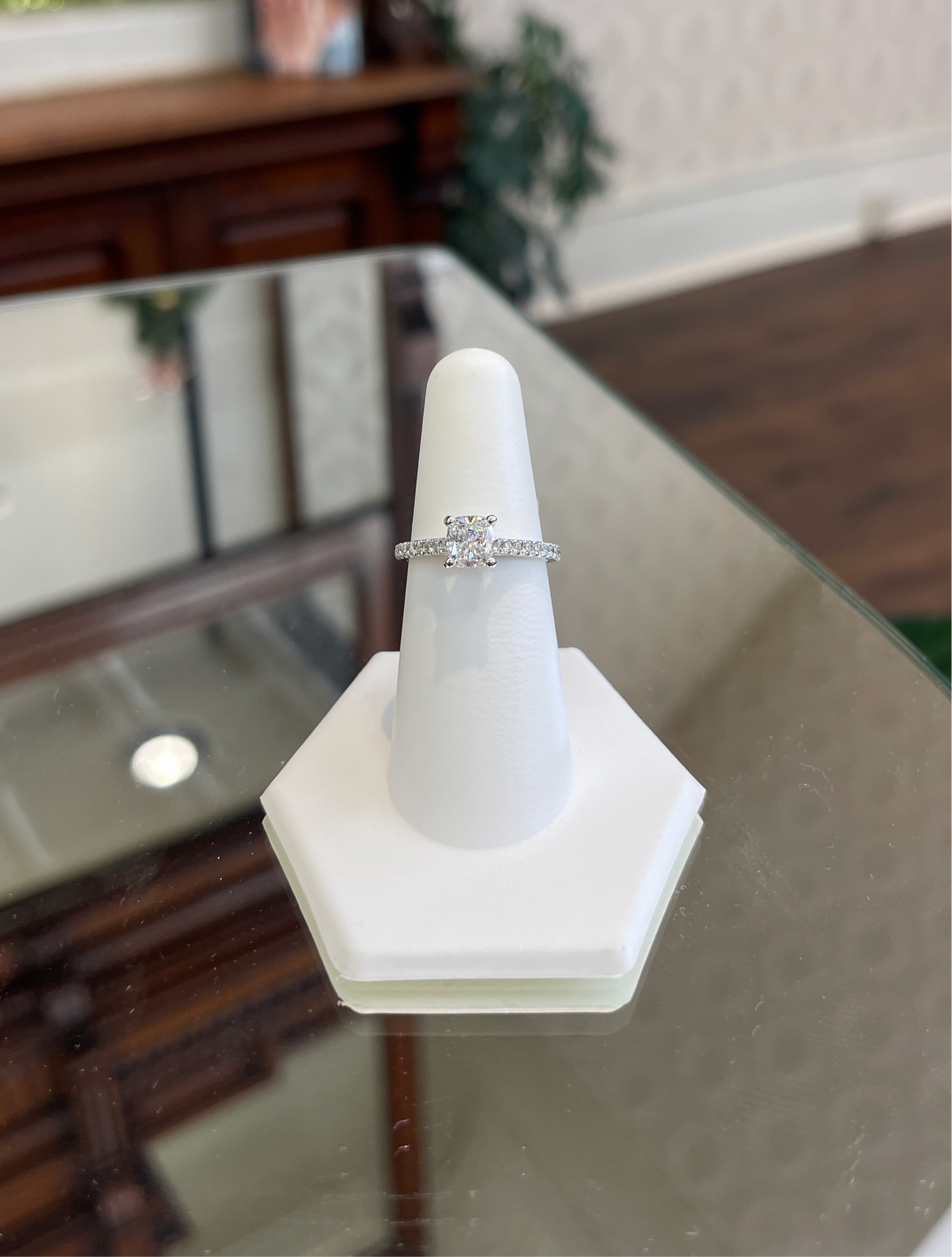 1.01 CT Lab Grown Cushion Center with Diamond Pave