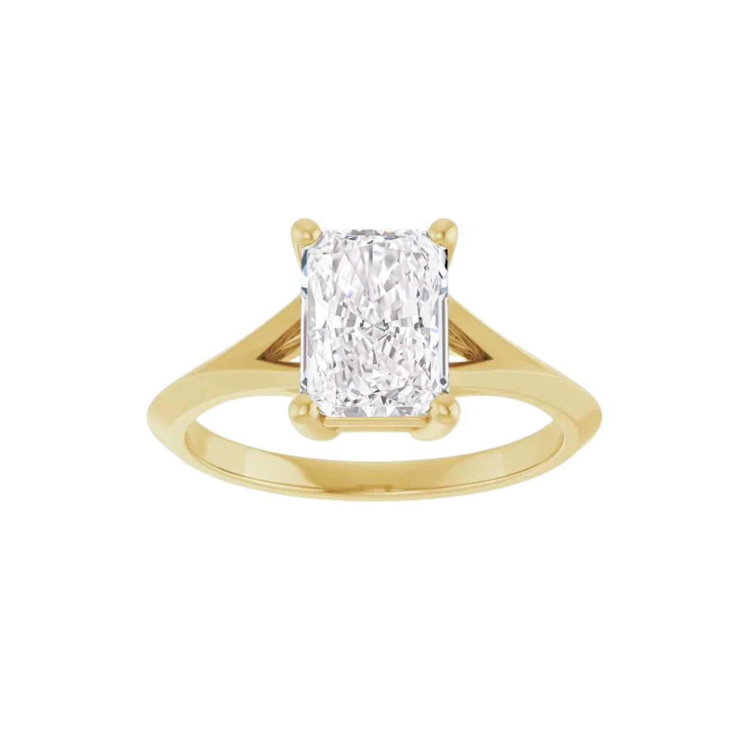 1.51 CT Lab Grown Radiant Cathedral Solitaire Split Shank