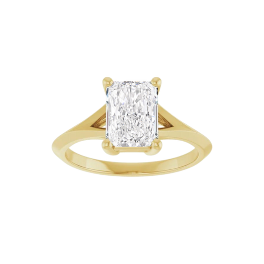 1.51 CT Lab Grown Radiant Cathedral Solitaire Split Shank